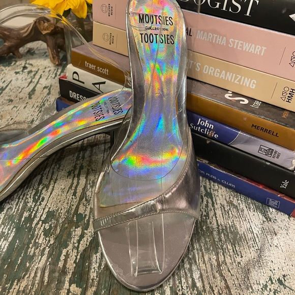 Iridescent Pin Up Slip On Retro Heels - Picture 1 of 7